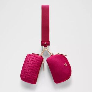 *NWT* LULULEMON Velvet Dual Pouch Wristlet With L Monogram, Color Berry Rumble